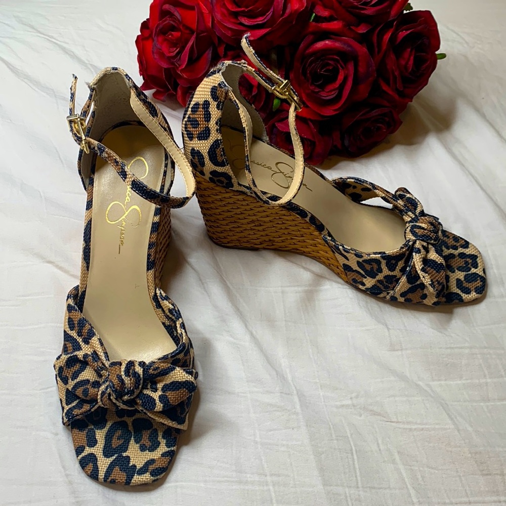 Jessica Simpson Leopard Print Wedges